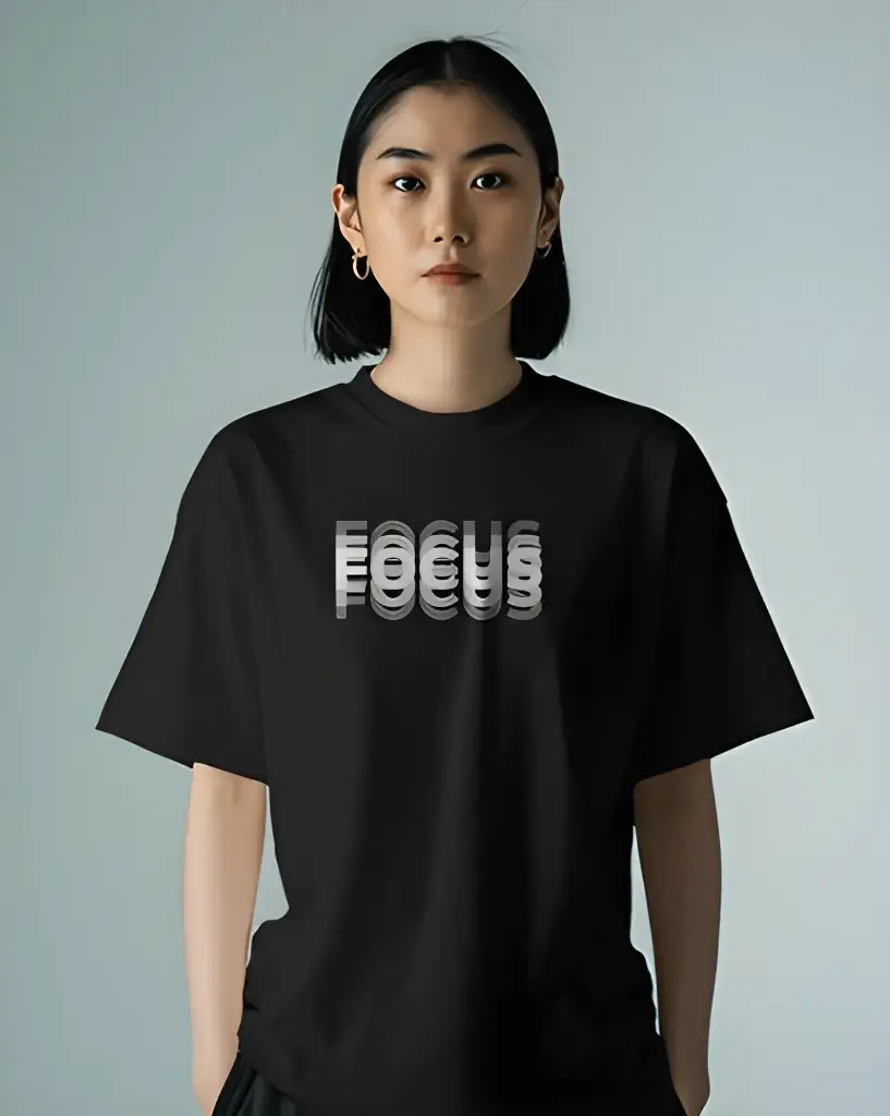 unisex oversized focus graphic printed tshirt black