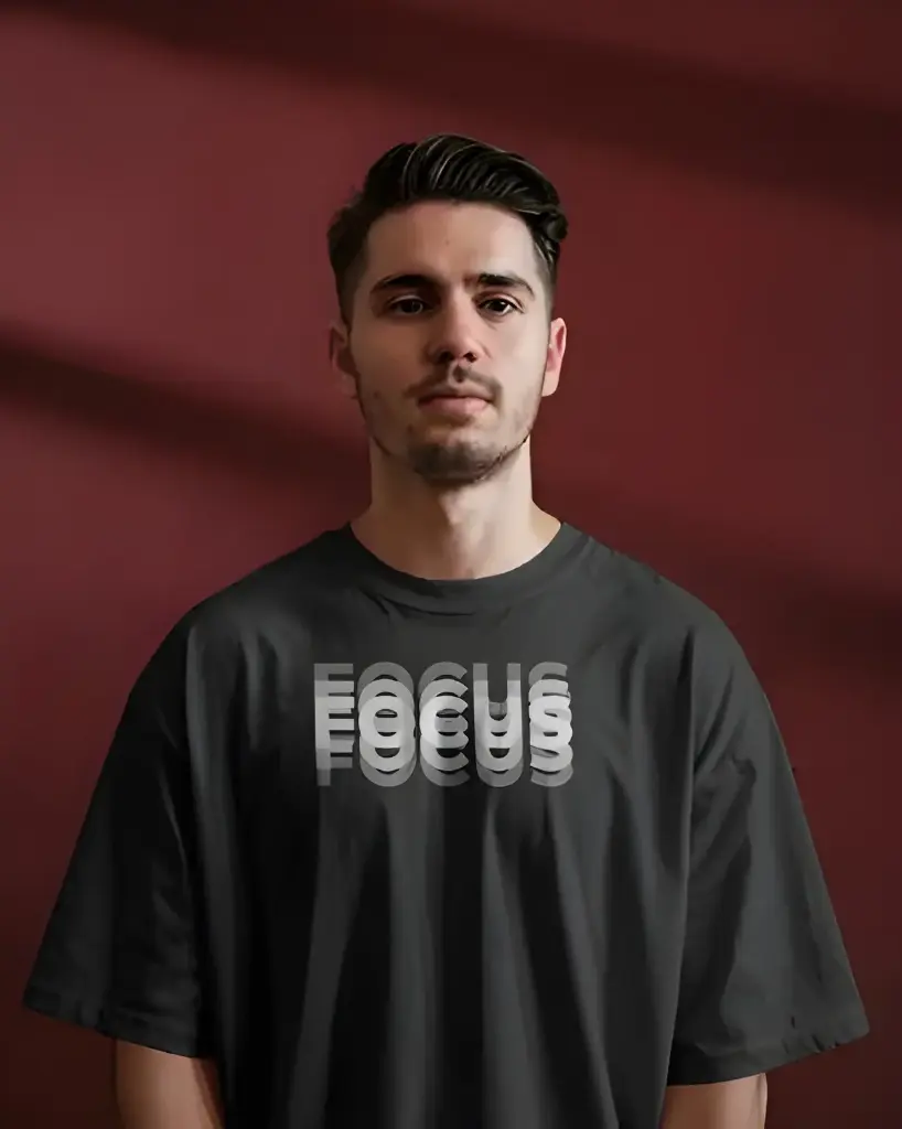 unisex oversized focus graphic printed tshirt black
