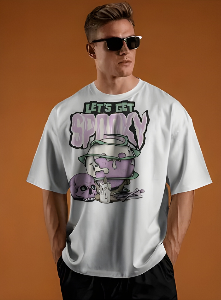 men's oversized spooky graphic printed tshirt 3 colors