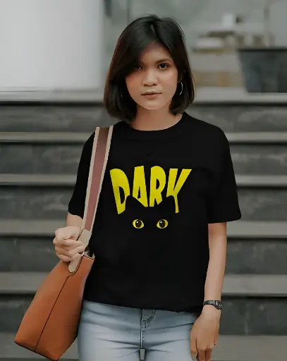 women's black dark graphic printed tshirt