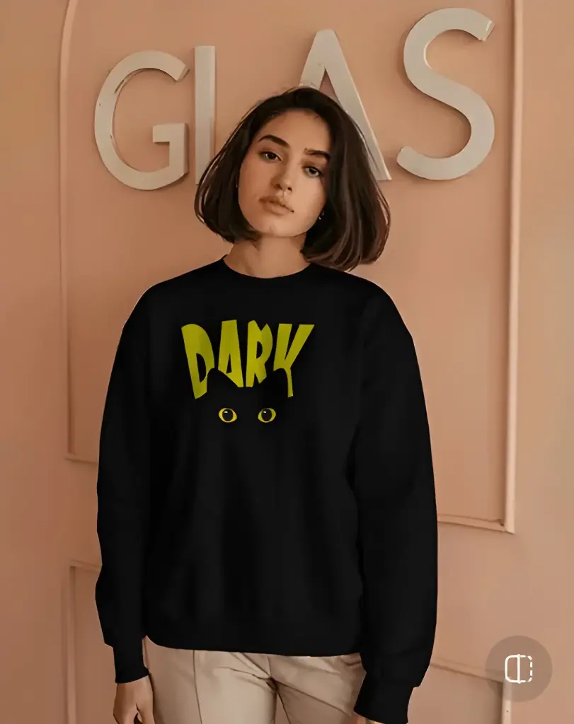 women's black dark graphic printed sweatshirt