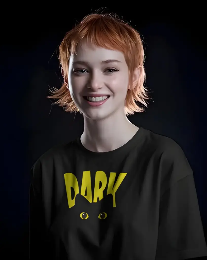 wo men's black oversized dark graphic printed tshirt