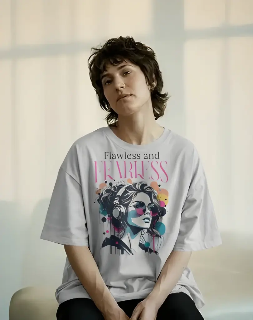 women's oversized fearless women graphic printed tshirt 2 colors