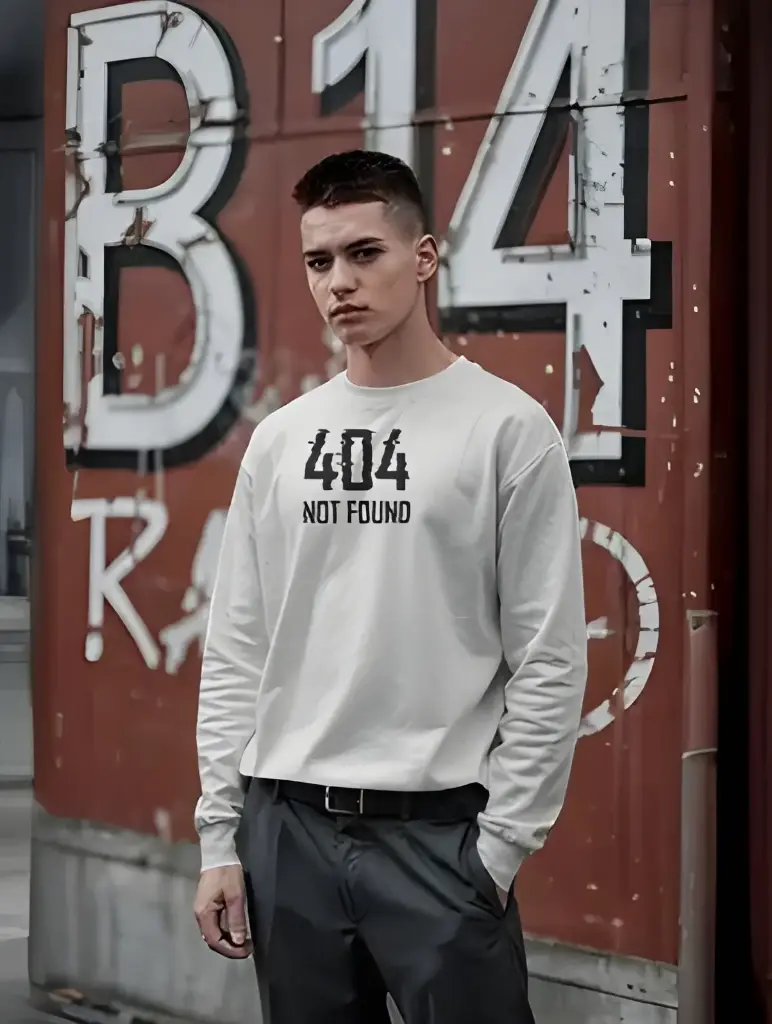men's 404 not found graphic printed sweatshirt