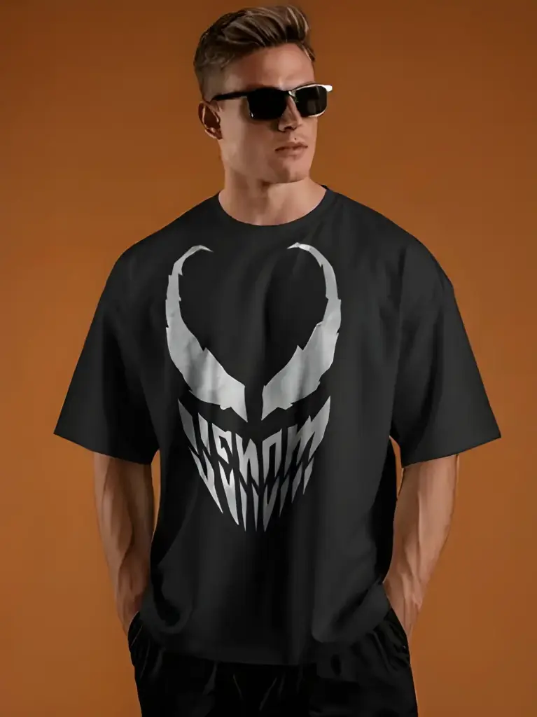 men's oversized venom graphic printed tshirt
