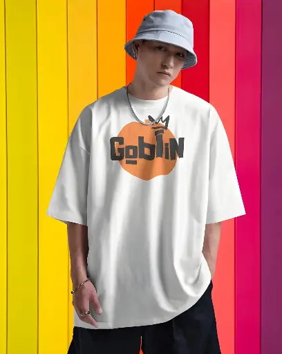 Men's white Goblin Oversize Tshirt 2 Colors Black and White