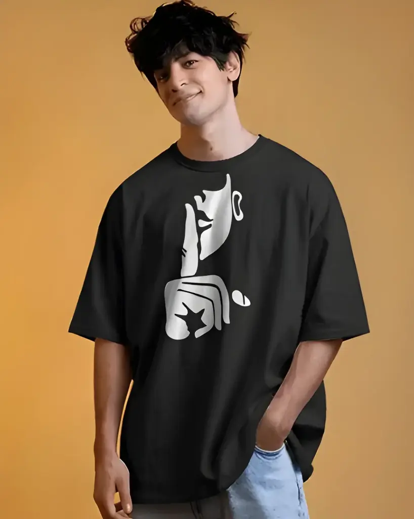 men's oversized shhh graphic printed tshirt