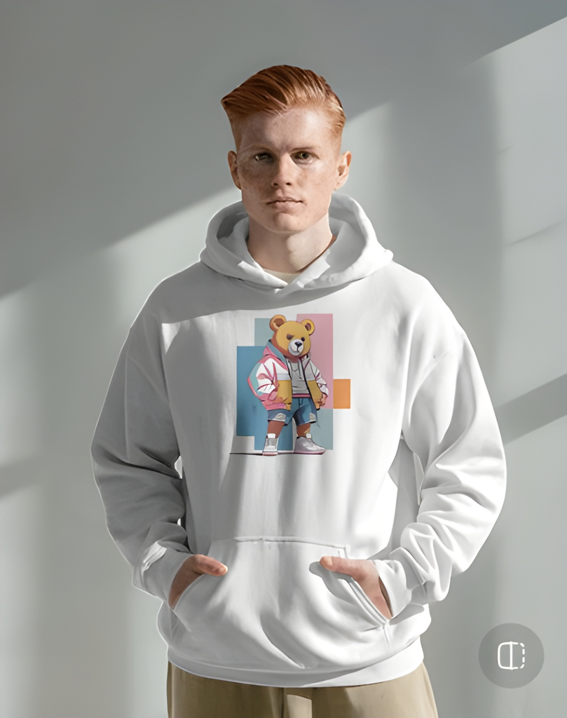 men's panda graphic printed hoodies 2 colors