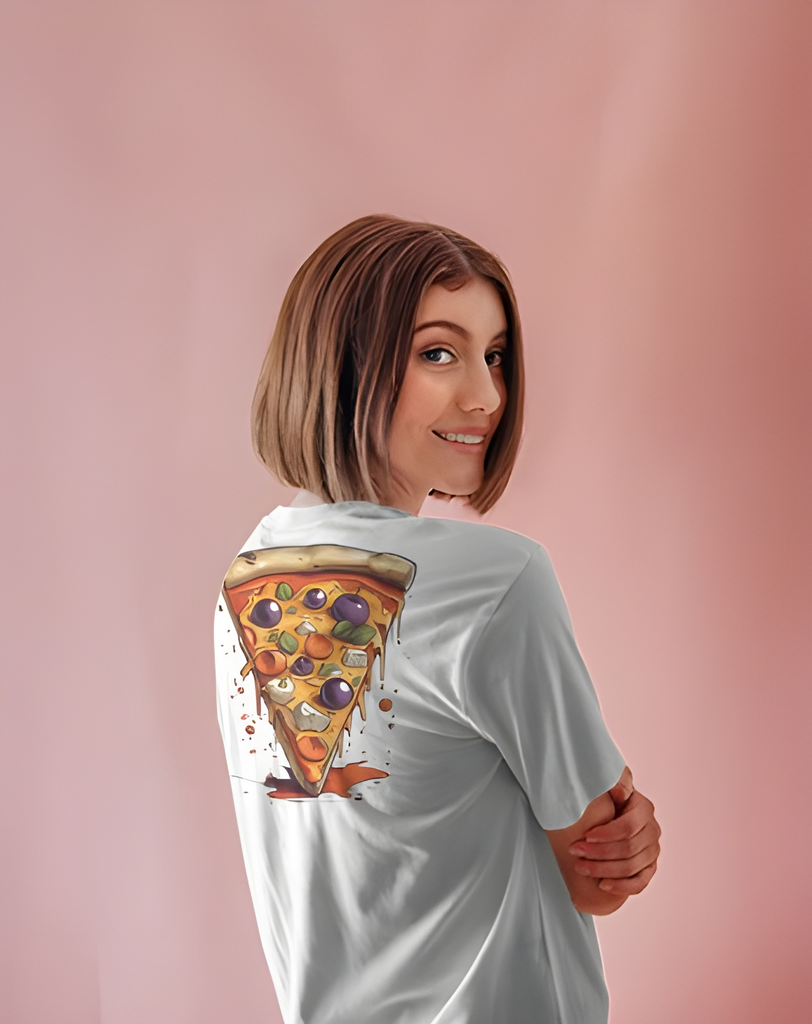 women's oversize pizza graphic printed tshirt 2 colors