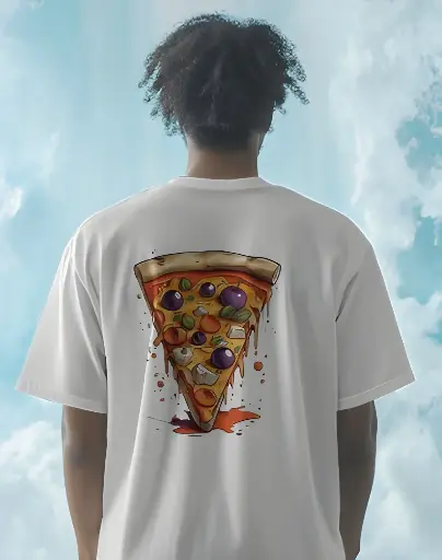 men's oversize pizza graphic printed tshirt 2 colors