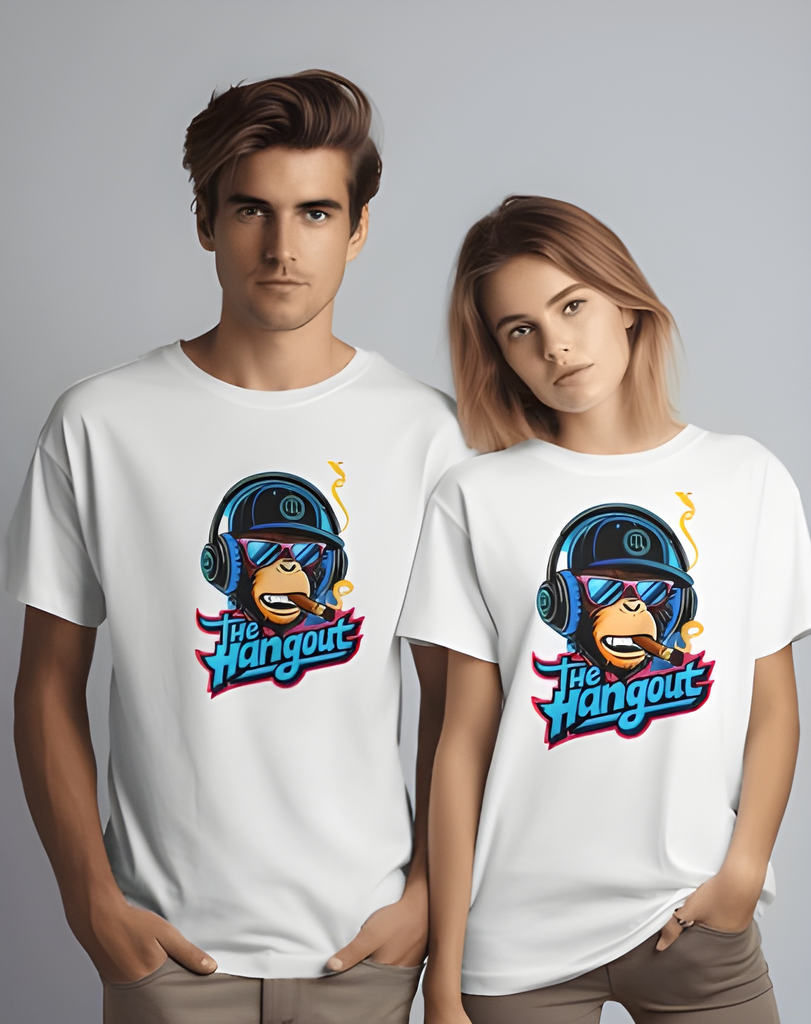 couple's the hangout monkey graphic printed tshirt 3 color