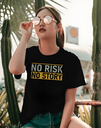 women's no risk no story typography tshirt 2 colors