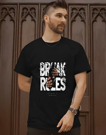 men's break rules graphic printed tshirt 3 colors