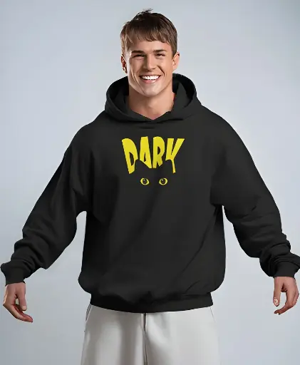 men's black dark graphic printed hoodie