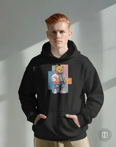 men's panda graphic printed hoodies 2 colors