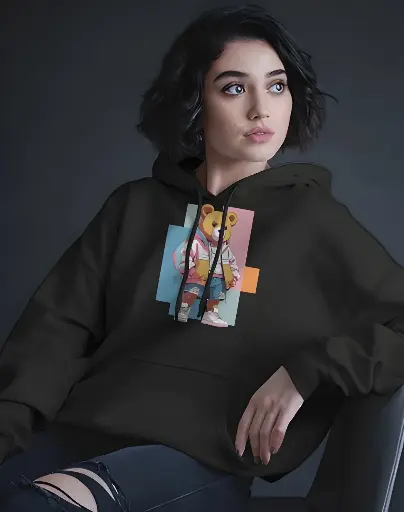 women's panda graphic printed hoodie