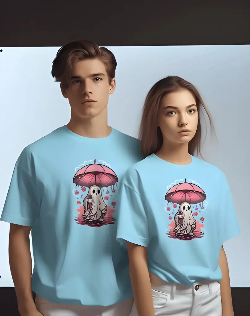 couple's pink ghost graphic printed hoodies 6 colors