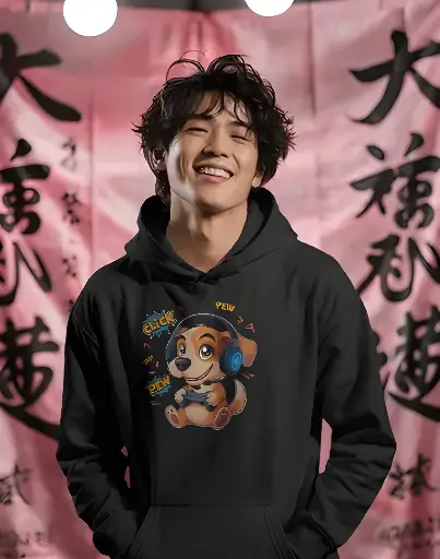unisex dog gamer graphic printed hoodie 2 colors