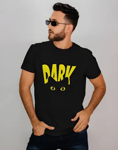 men's black dark graphic printed tshirt