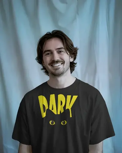 men's black oversized dark graphic printed tshirt